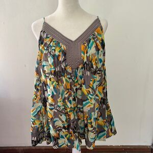 French Connection floral orange gray tank top Size 8